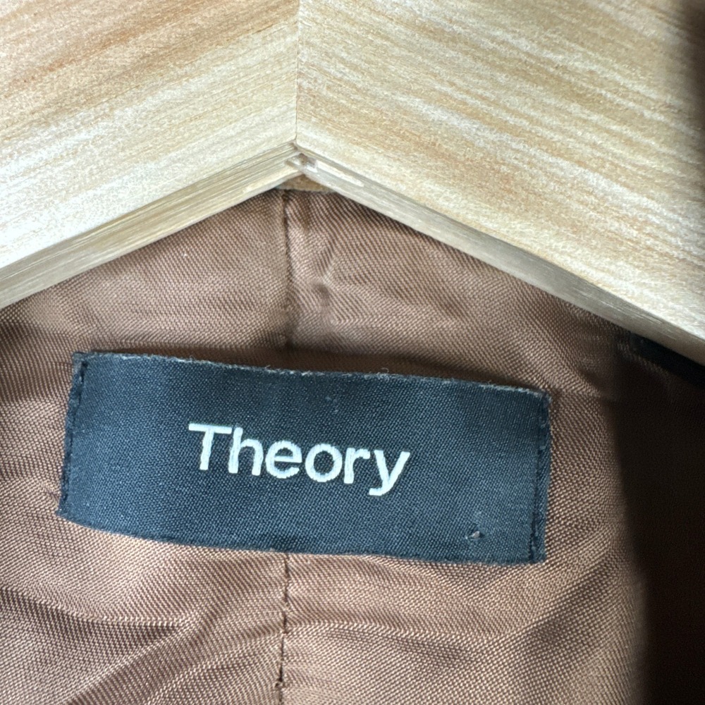 Theory Renna Suede Lamb Leather Bomber Jacket Brown Small Full Zip Pocket - Picture 4 of 9